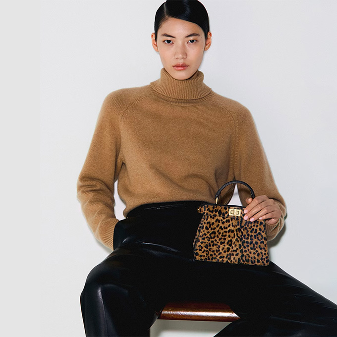 fendi peekaboo iseeu leopard print horsehair top handle handbag
